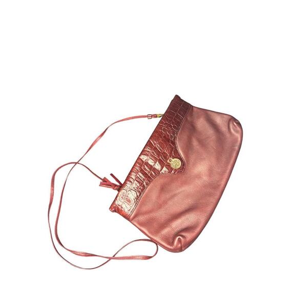 Vintage Etienne Aigner Oxblood Croc Embossed Leather Shoulder Bag - Picture 2 of 7